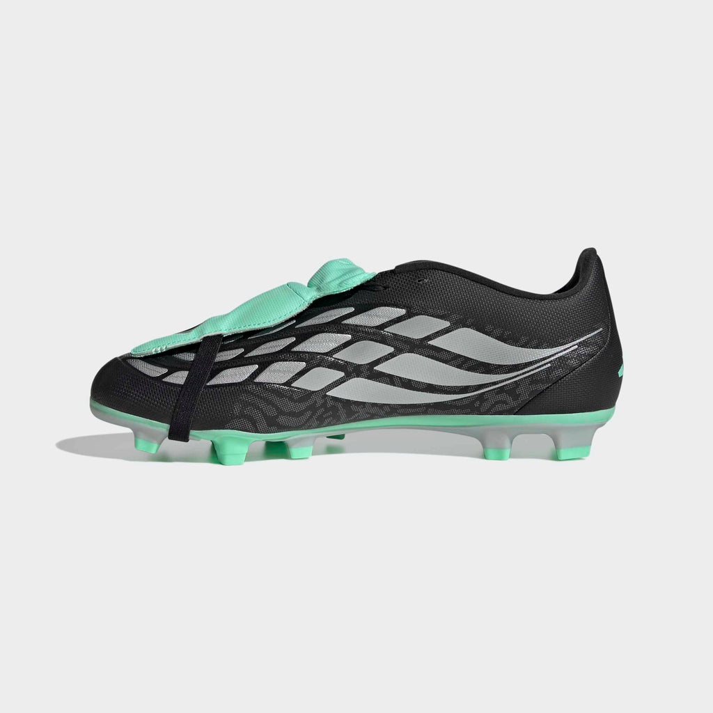 adidas Predator Club Fold-Over Tongue FG/MG Soccer Cleats - Core Black/Silver Metallic/Pulse Mint