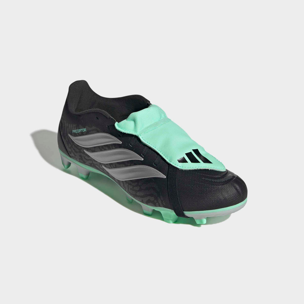 adidas Predator Club Fold-Over Tongue FG/MG Soccer Cleats - Core Black/Silver Metallic/Pulse Mint