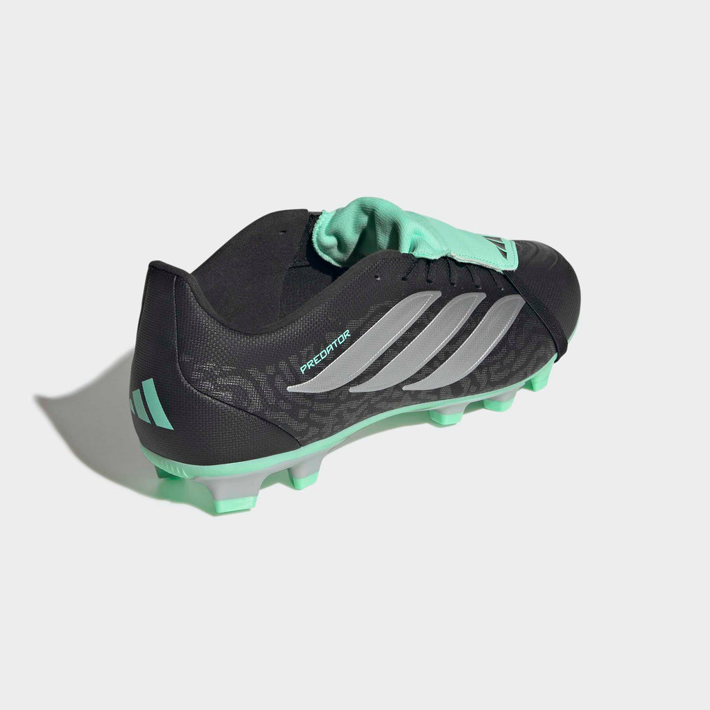 adidas Predator Club Fold-Over Tongue FG/MG Soccer Cleats - Core Black/Silver Metallic/Pulse Mint