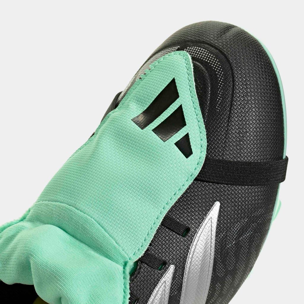 adidas Predator Club Fold-Over Tongue FG/MG Soccer Cleats - Core Black/Silver Metallic/Pulse Mint