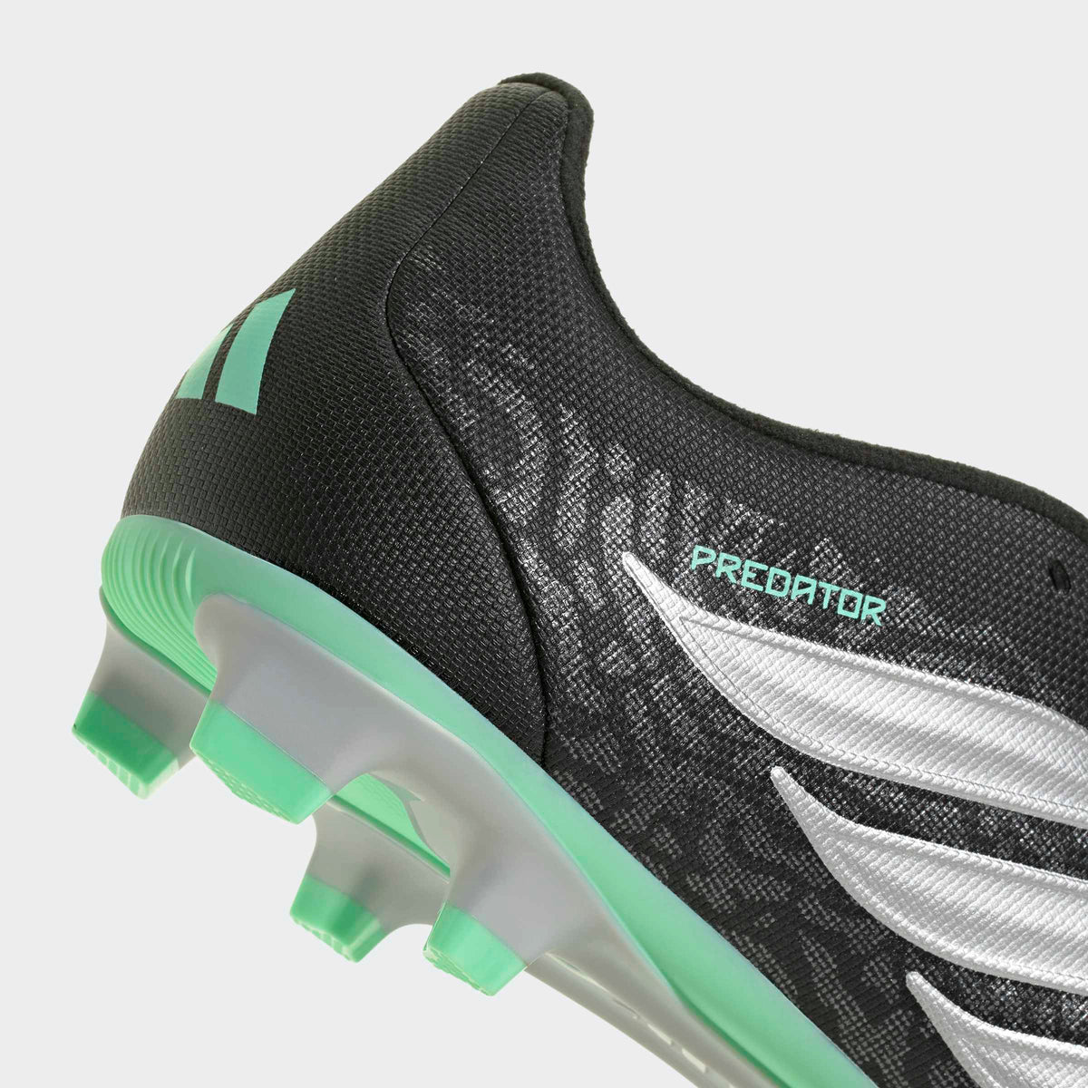 adidas Predator Club Fold-Over Tongue FG/MG Soccer Cleats - Core Black/Silver Metallic/Pulse Mint