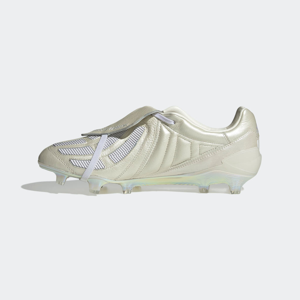 adidas Predator Mania Firm Ground Soccer Cleats - Off White - Side Medial Center View  118d3726-deeb-4313-a95d-535a9af914e1