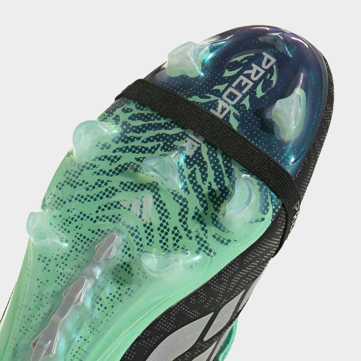 adidas Predator 26 Elite Fold-Over Tongue FG soccer cleats in Core Black / Silver Metallic / Pulse Mint, second detail view