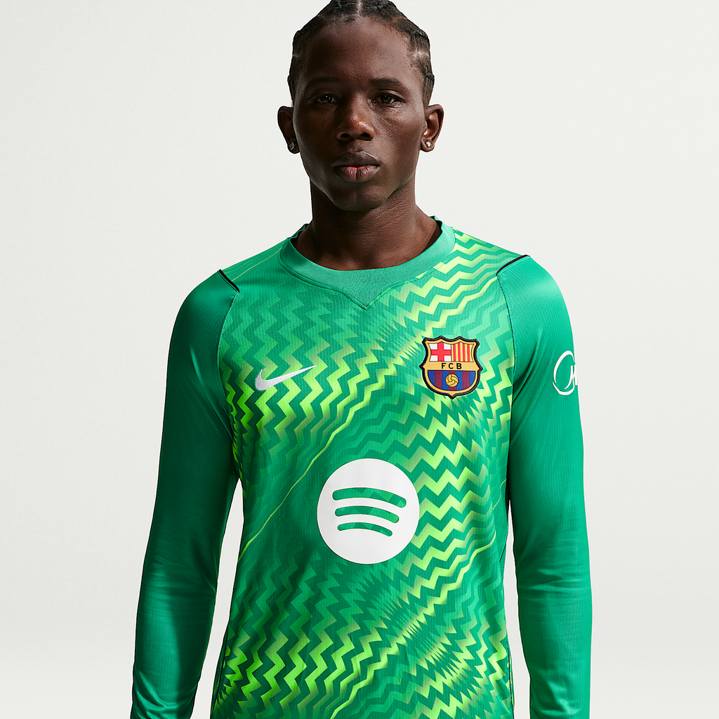 FC Barcelona 2026/27 Stadium Goalkeeper Men's Nike Dri-FIT Soccer Replica Jersey — Stadium Green, front — II1997-324