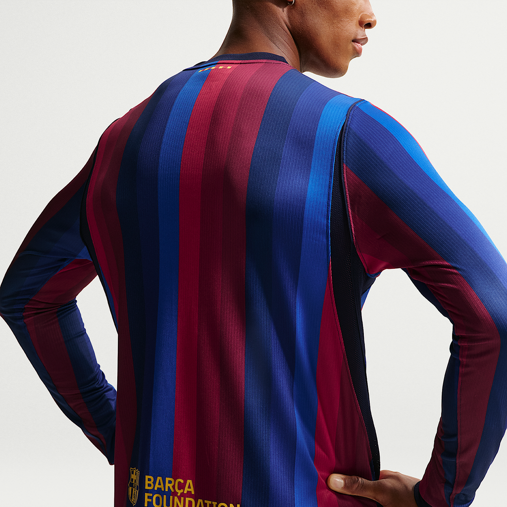 FC Barcelona 2026/27 Stadium Home Men's Nike Dri-FIT Soccer Replica Long-Sleeve Jersey — Deep Garnet and Blue Void, back — IR0044-683