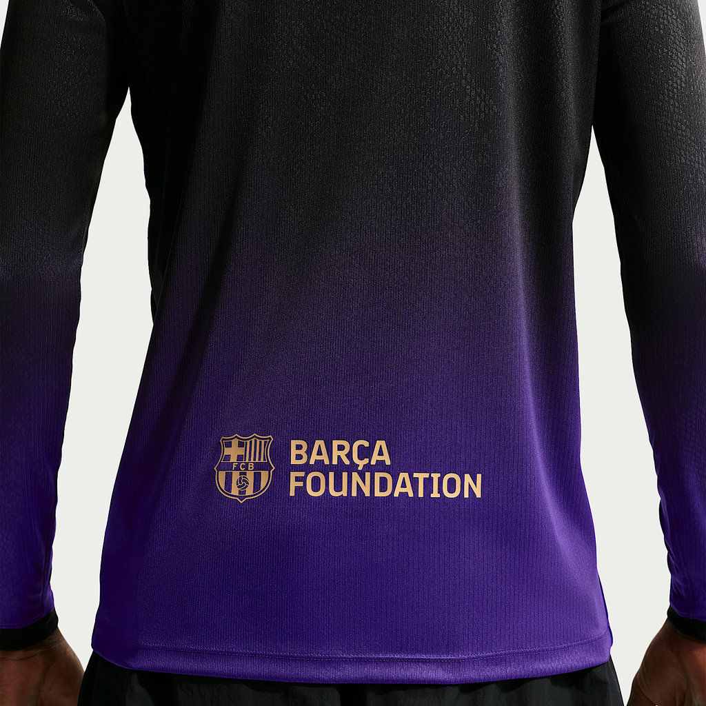 F.C. Barcelona 2026/27 Stadium Away Men's Kobe Dri-FIT Football Long-Sleeve Replica Jersey — Field Purple and black, back detail — IR0045-505