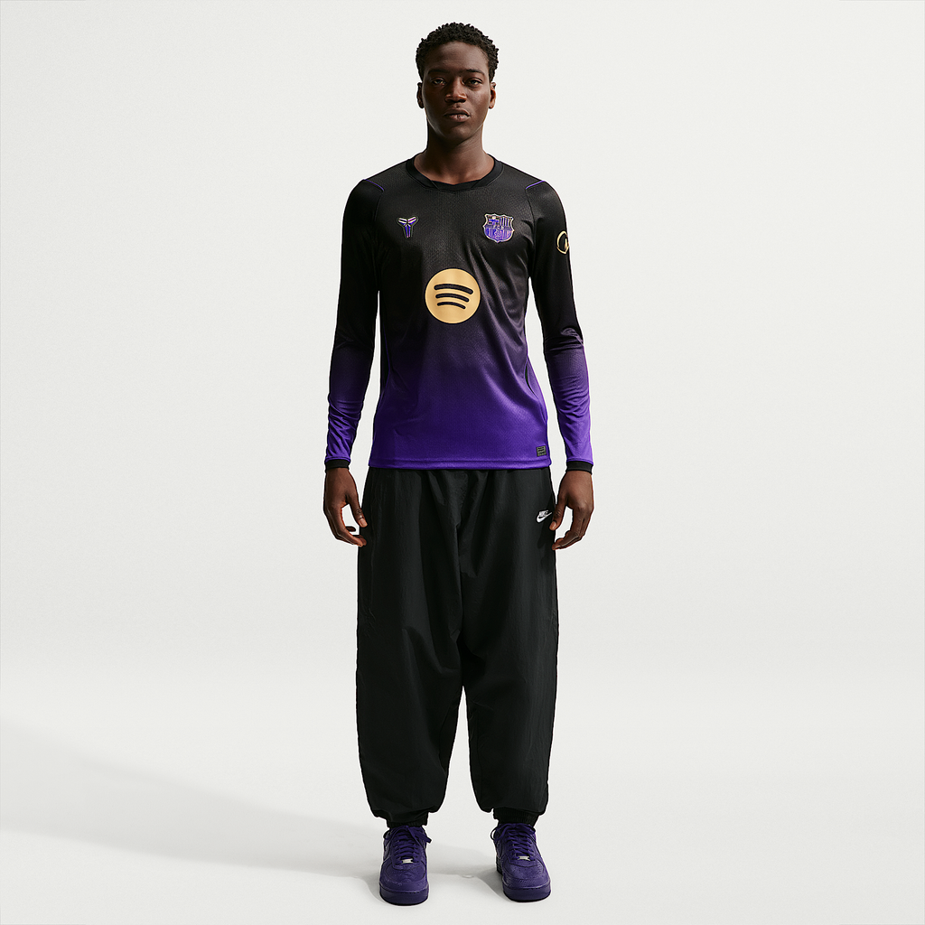 F.C. Barcelona 2026/27 Stadium Away Men's Kobe Dri-FIT Football Long-Sleeve Replica Jersey — Field Purple and black, full front — IR0045-505