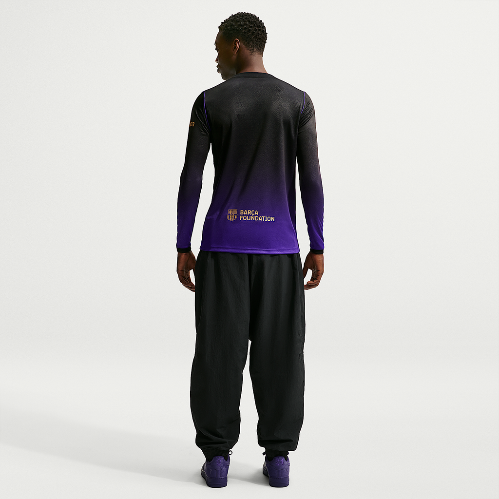 F.C. Barcelona 2026/27 Stadium Away Men's Kobe Dri-FIT Football Long-Sleeve Replica Jersey — Field Purple and black, full back — IR0045-505