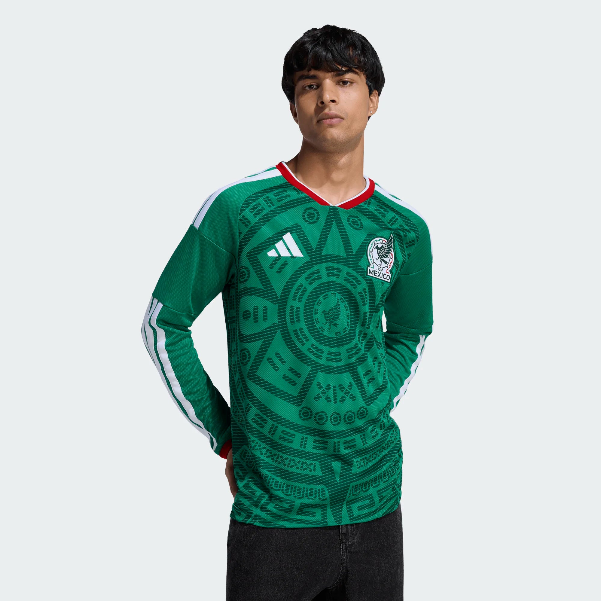 adidas Mexico 26 Home Men's Long Sleeve Replica Jersey