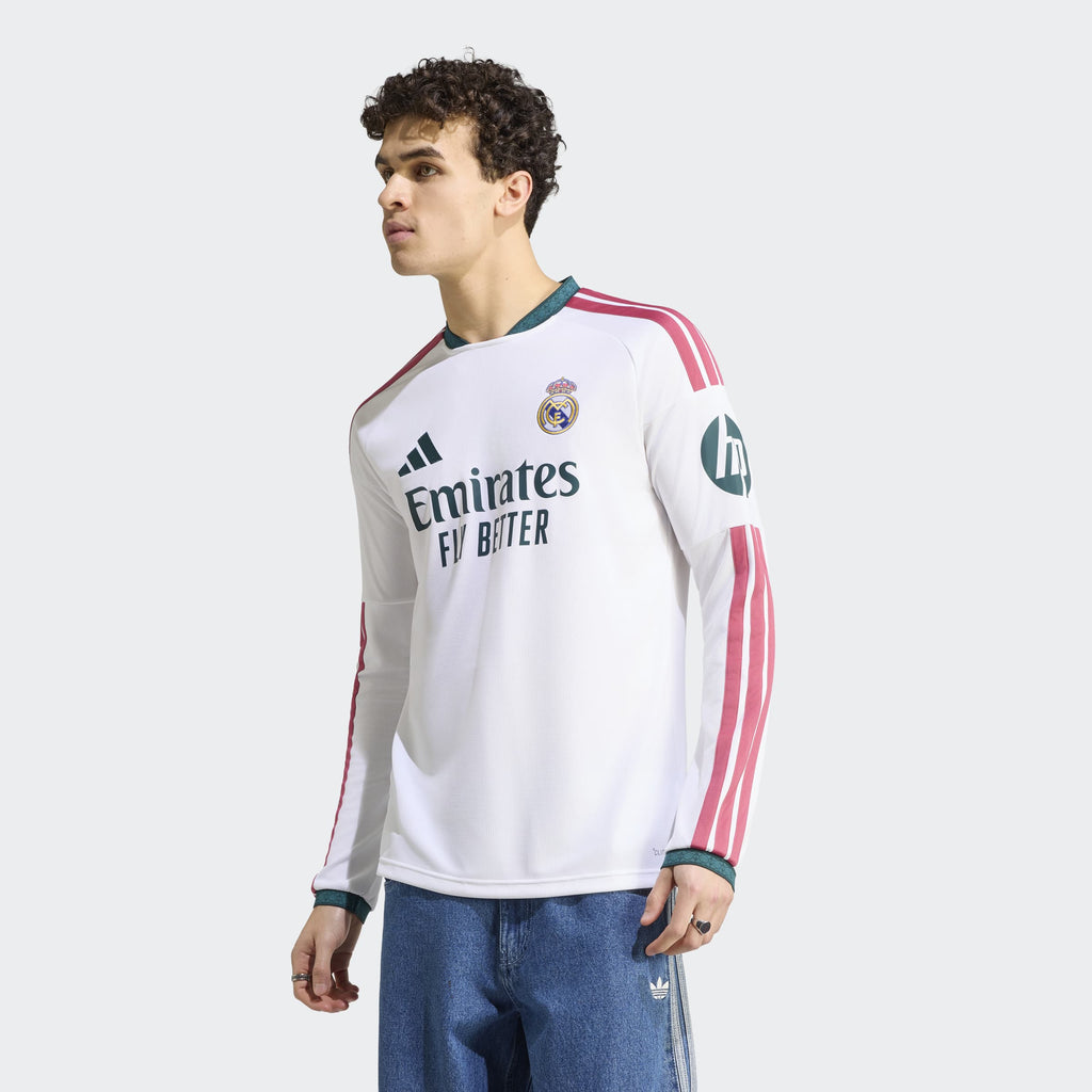 adidas Real Madrid 26/27 Home Jersey Long Sleeve in White, on-model view