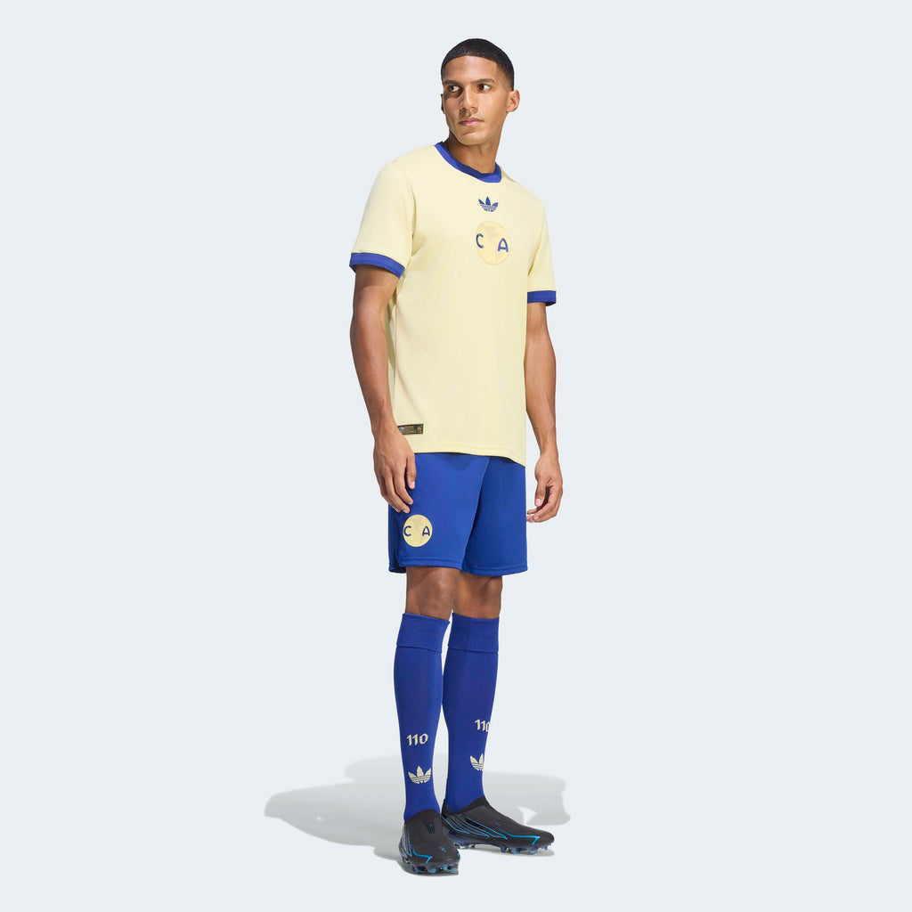 adidas Club America 26/27 Anniversary Jersey in Powder Yellow / Mystery Ink, on-model view