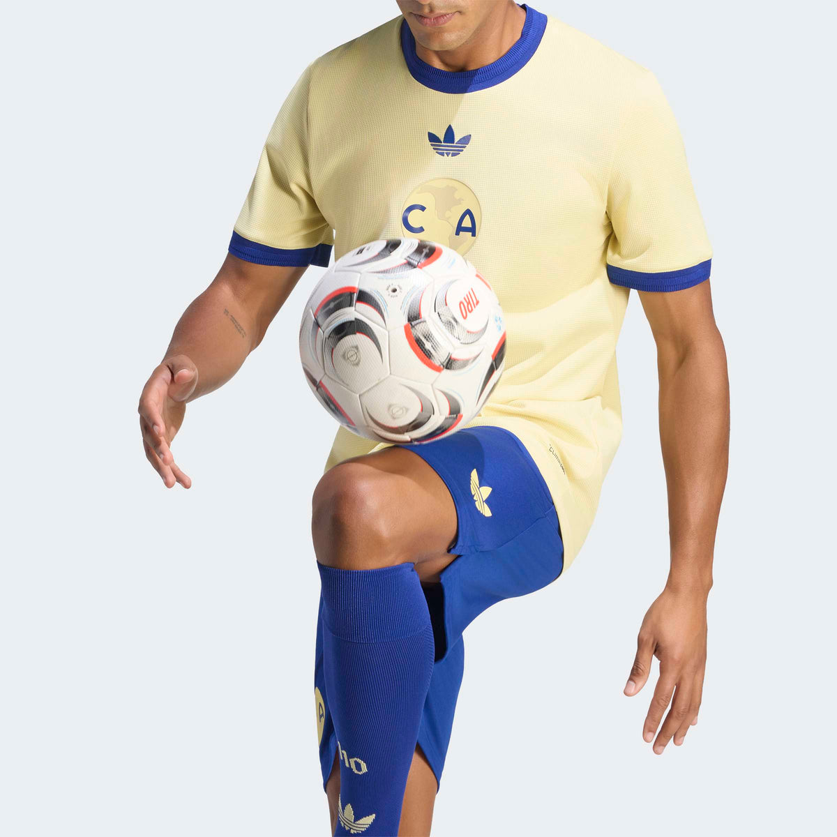 adidas Club America 26/27 Anniversary Jersey in Powder Yellow / Mystery Ink, detail view