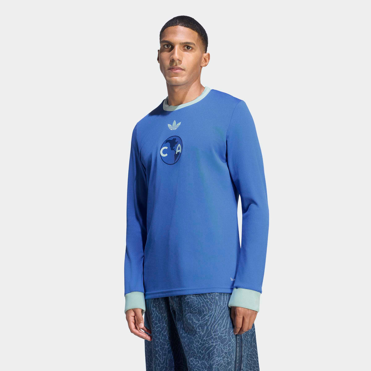 adidas Club America 26/27 Anniversary Jersey Long Sleeve in Hi-Res Blue, on-model view