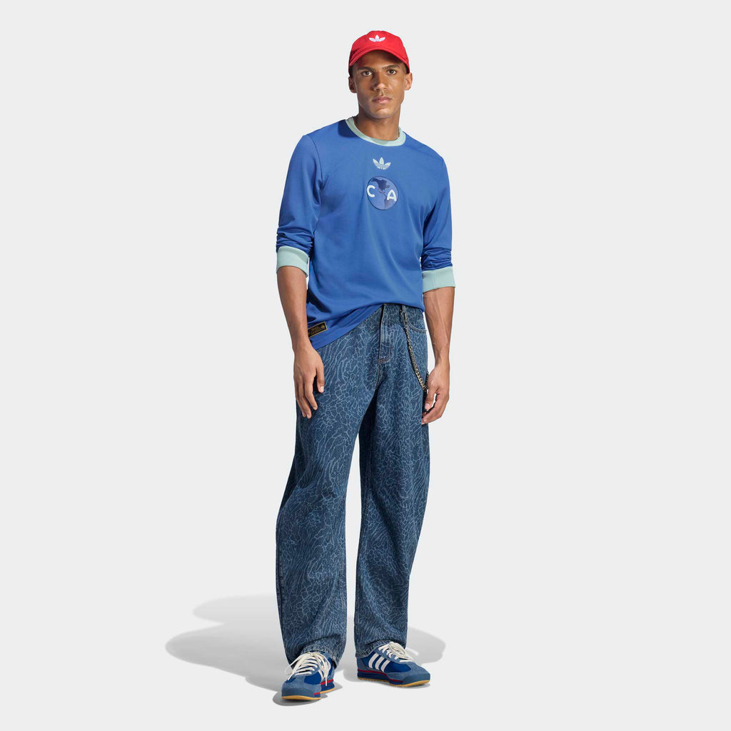 adidas Club America 26/27 Anniversary Jersey Long Sleeve in Hi-Res Blue, walking view on model