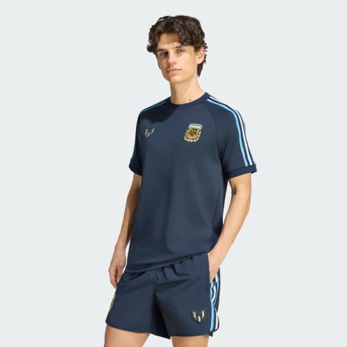 adidas Argentina Messi 26 Tee in Night Navy on model