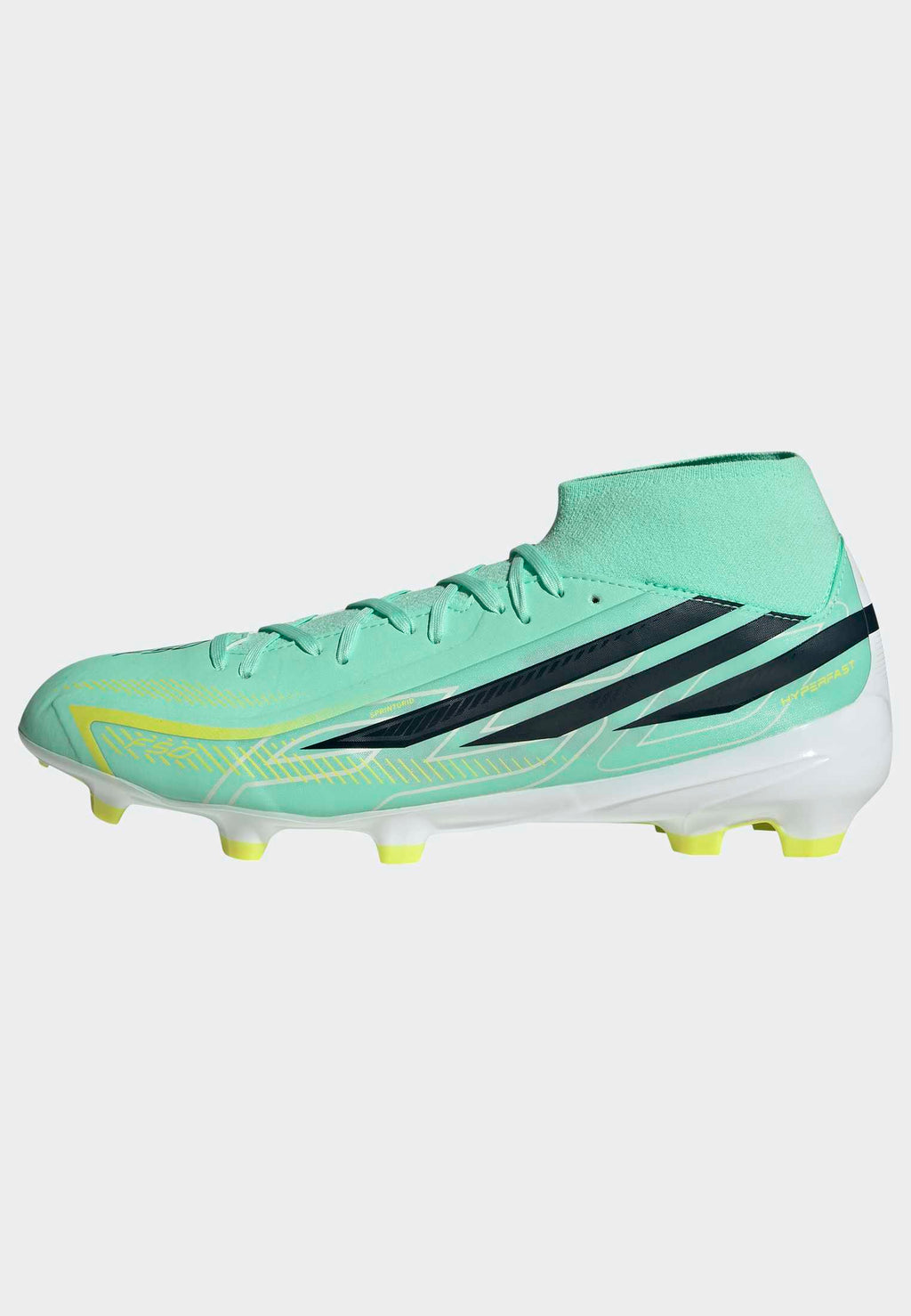 adidas F50 Hyperfast League Mid FG Soccer Cleats - Pulse Mint/Night Navy/Solar Lemon