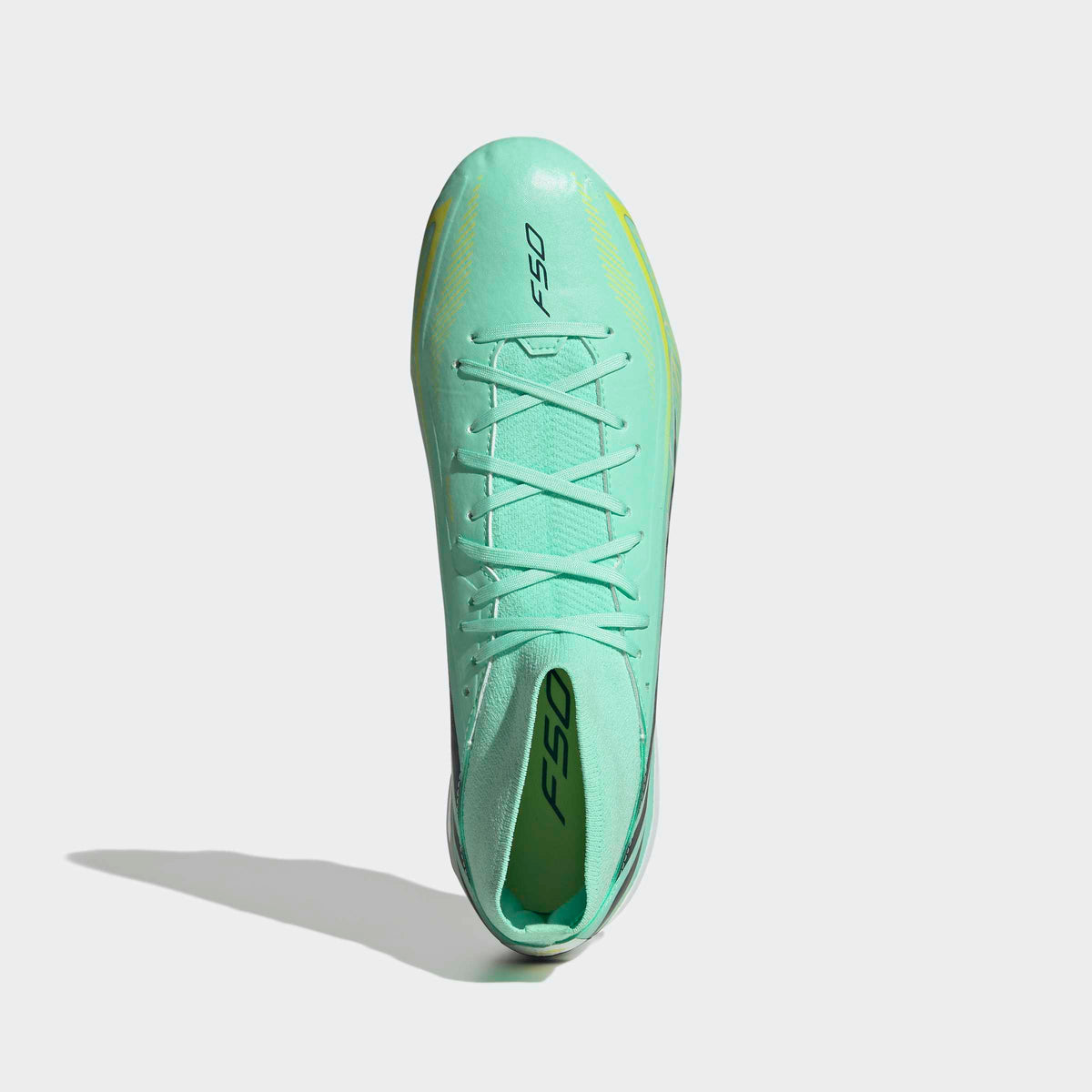 adidas F50 Hyperfast League Mid FG Soccer Cleats - Pulse Mint/Night Navy/Solar Lemon