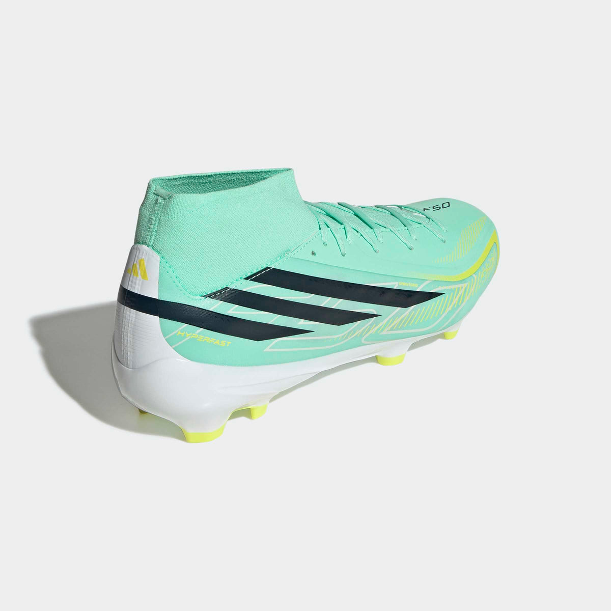 adidas F50 Hyperfast League Mid FG Soccer Cleats - Pulse Mint/Night Navy/Solar Lemon
