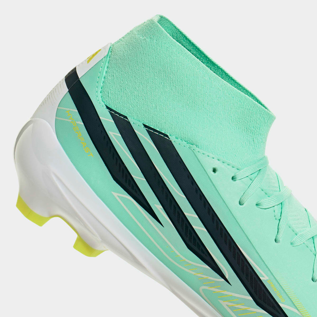 adidas F50 Hyperfast League Mid FG Soccer Cleats - Pulse Mint/Night Navy/Solar Lemon