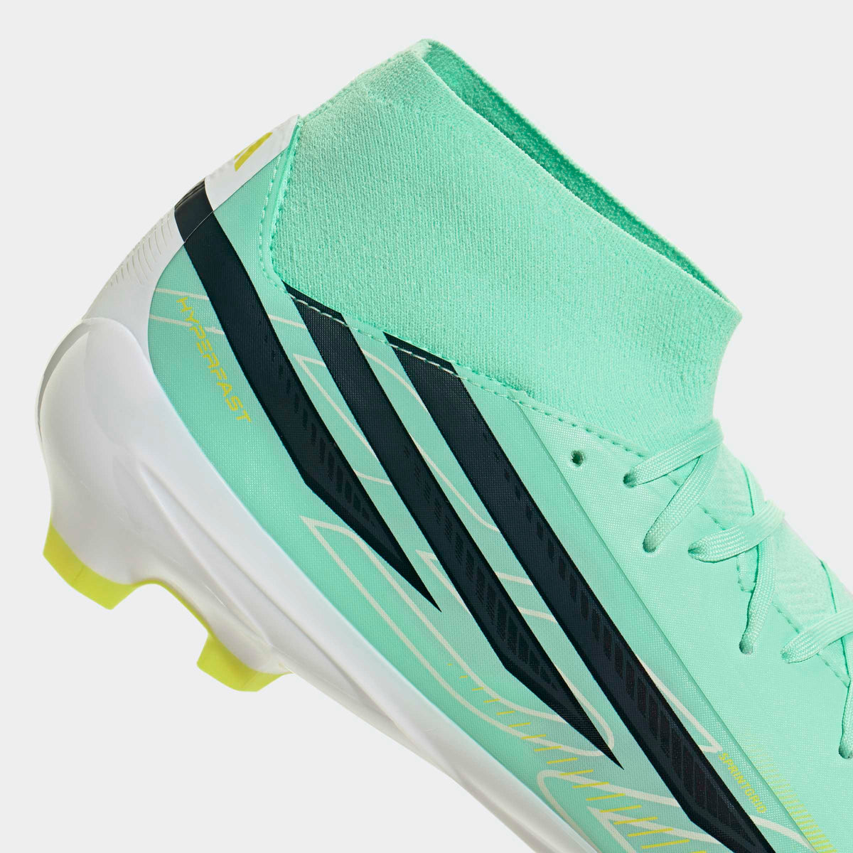 adidas F50 Hyperfast League Mid FG Soccer Cleats - Pulse Mint/Night Navy/Solar Lemon