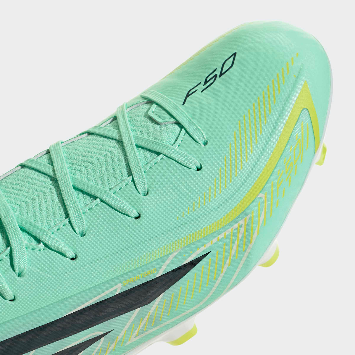 adidas F50 Hyperfast League Mid FG Soccer Cleats - Pulse Mint/Night Navy/Solar Lemon