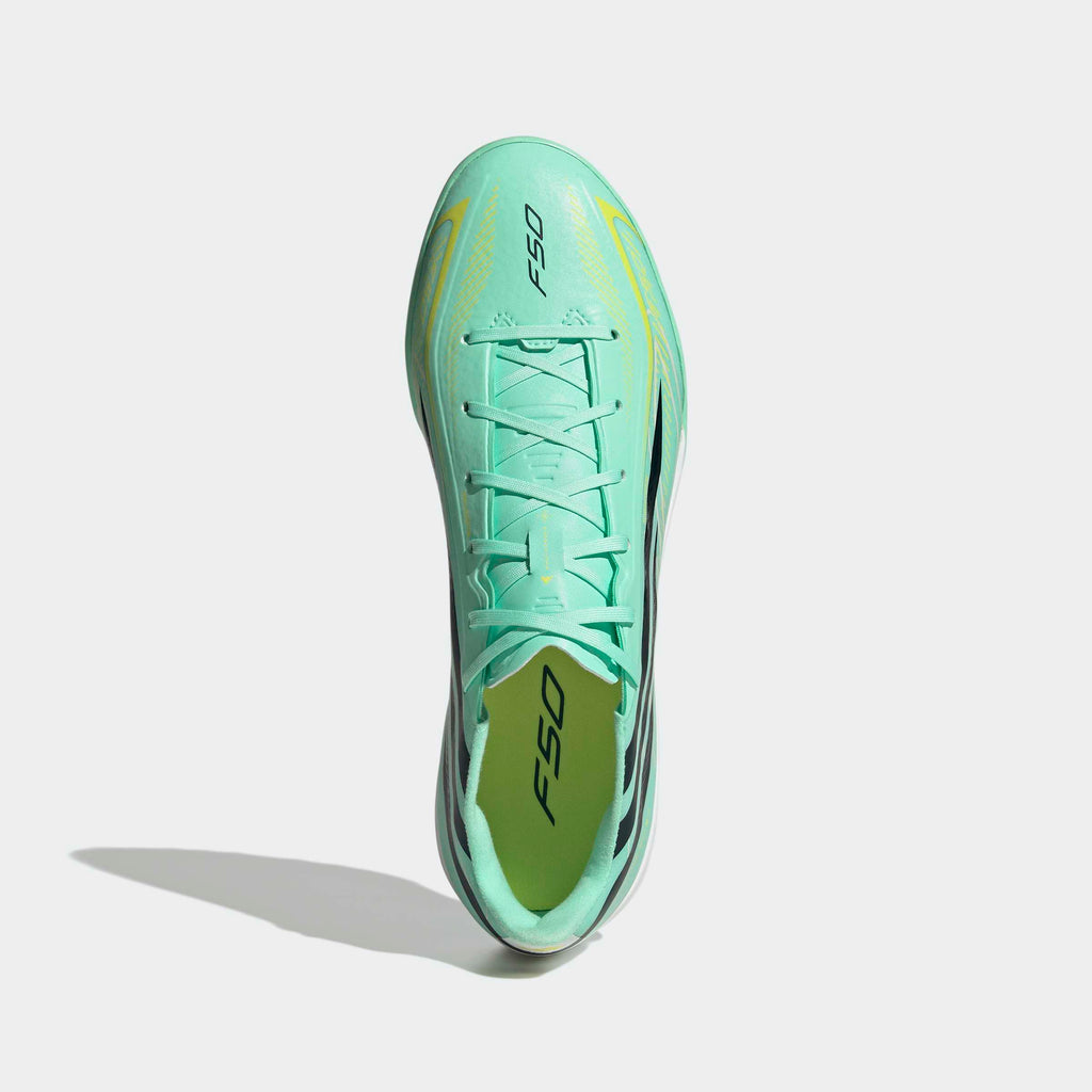 adidas F50 Hyperfast League Turf Soccer Shoes - Pulse Mint/Night Navy/Solar Lemon