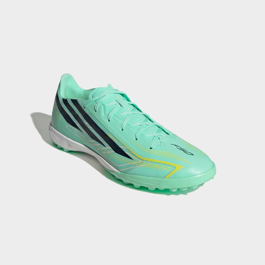 adidas F50 Hyperfast League Turf Soccer Shoes - Pulse Mint/Night Navy/Solar Lemon