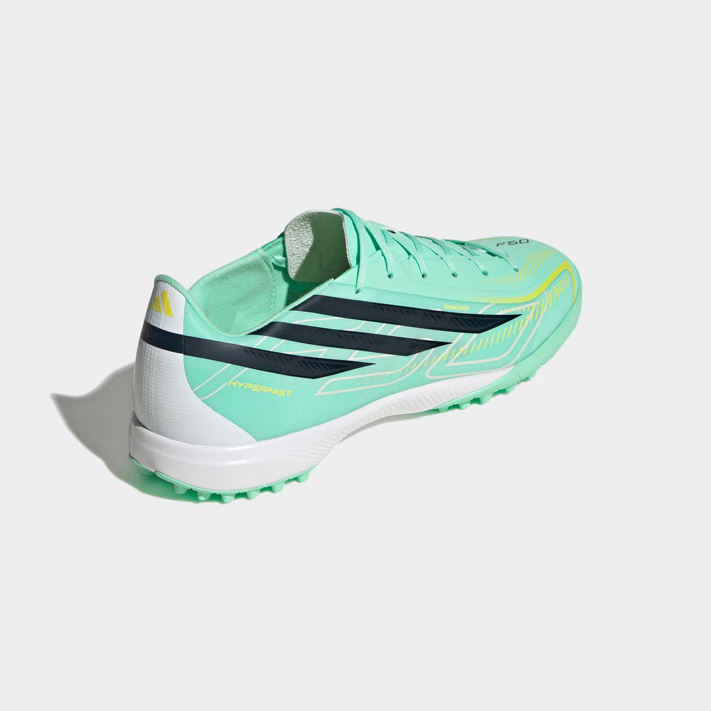 adidas F50 Hyperfast League Turf Soccer Shoes - Pulse Mint/Night Navy/Solar Lemon