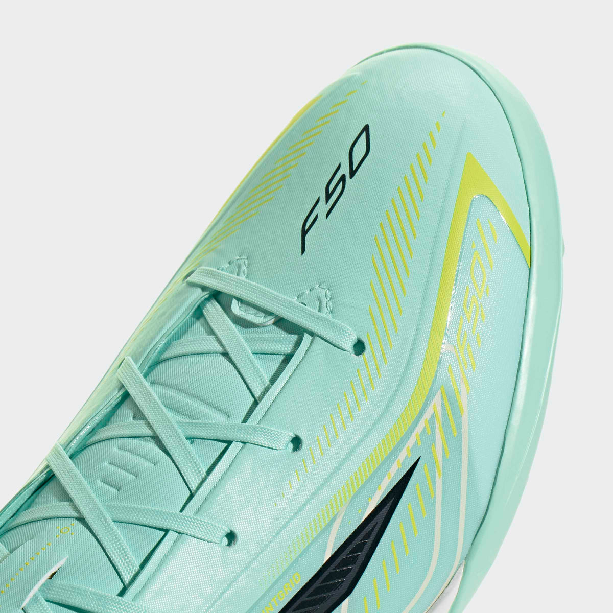 adidas F50 Hyperfast League Turf Soccer Shoes - Pulse Mint/Night Navy/Solar Lemon