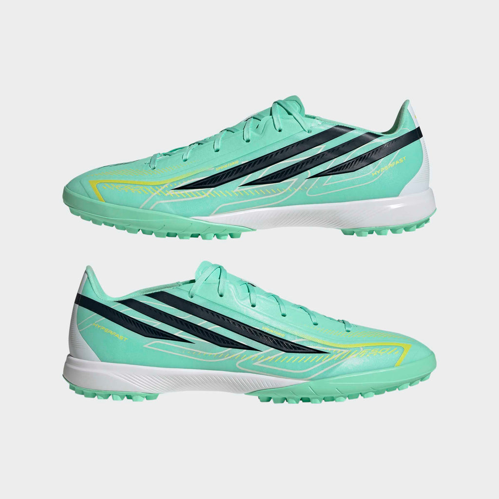 adidas F50 Hyperfast League Turf Soccer Shoes - Pulse Mint/Night Navy/Solar Lemon