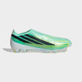 adidas F50 Hyperfast Elite Laceless FG soccer cleats in Pulse Mint / Core Black / Solar Lemon, side view, outer (lateral) side