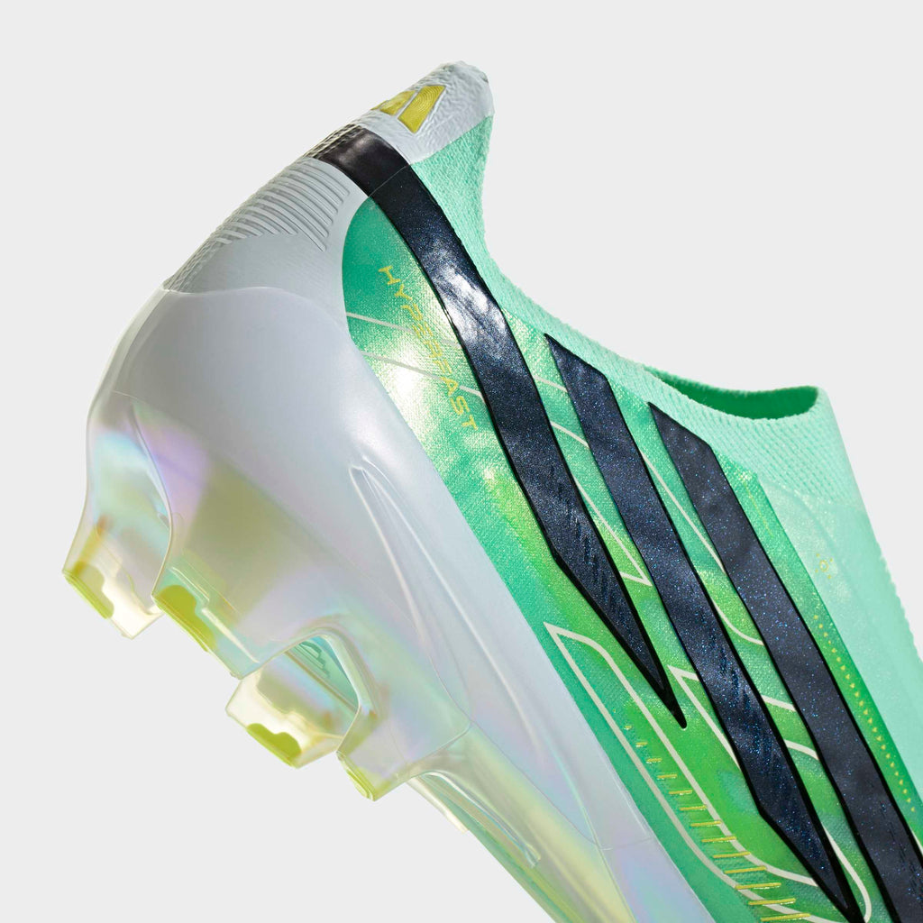 adidas F50 Hyperfast Elite Laceless FG soccer cleats in Pulse Mint / Core Black / Solar Lemon, second detail view
