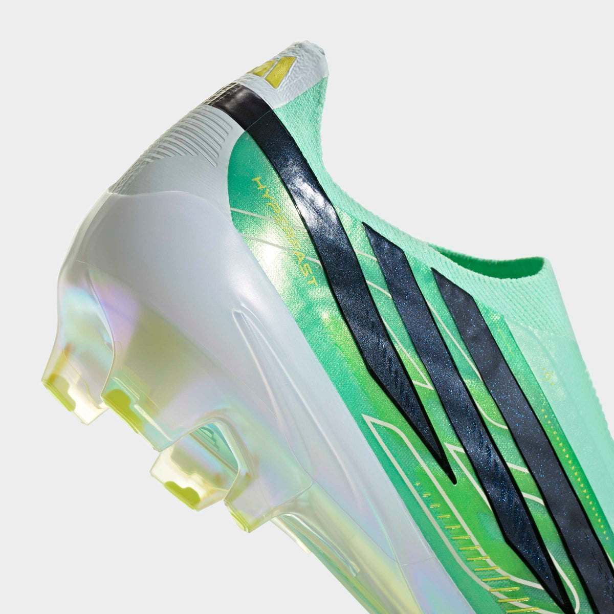 adidas F50 Hyperfast Elite Laceless FG soccer cleats in Pulse Mint / Core Black / Solar Lemon, second detail view
