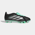adidas Predator 26 Club Fold-Over Tongue FG/MG Soccer Cleats – Youth in Core Black, Silver Metallic and Pulse Mint – side lateral center view