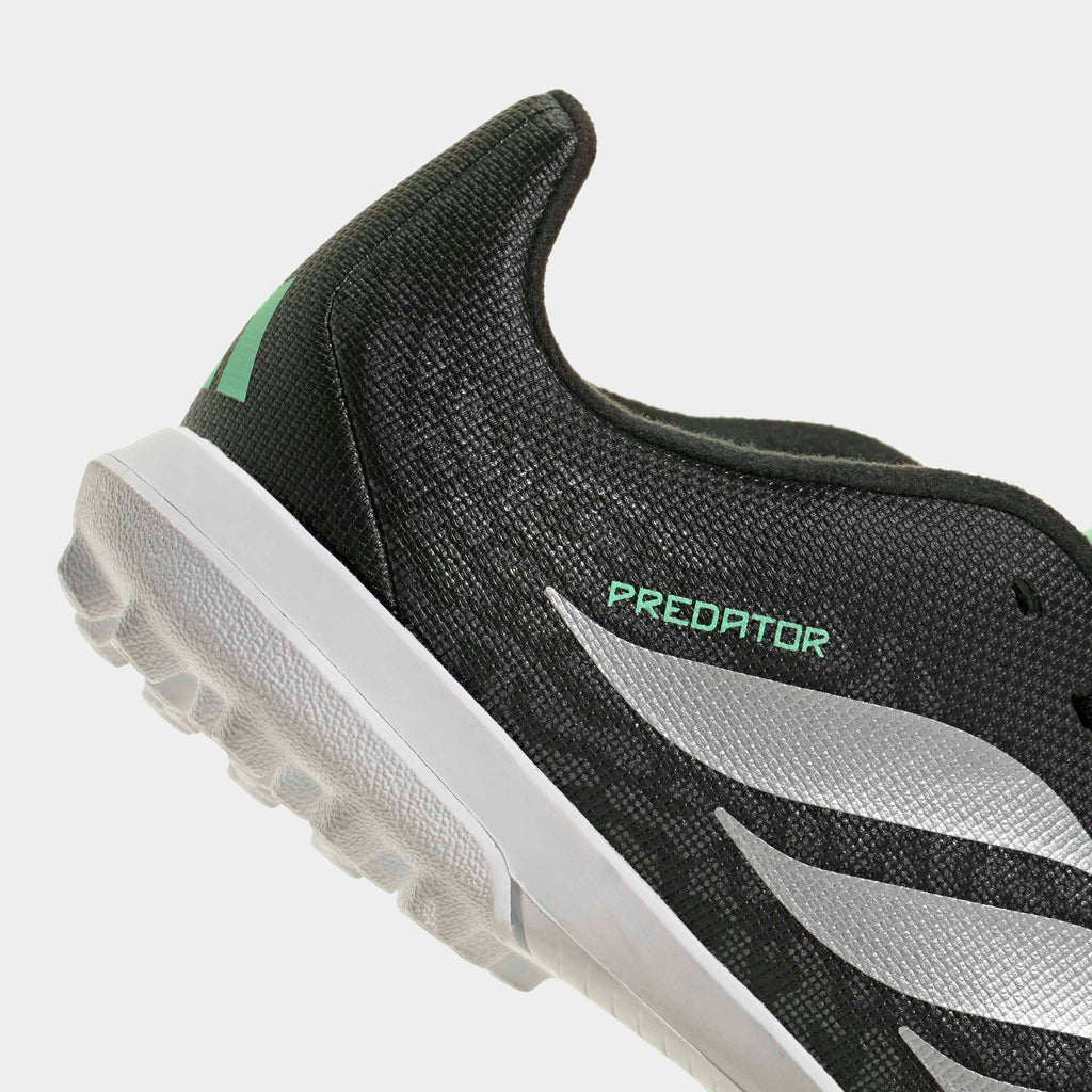 adidas Predator 26 Club Fold-Over Tongue Turf Soccer Shoes – Youth in Core Black, Silver Metallic and Pulse Mint – detail view 2