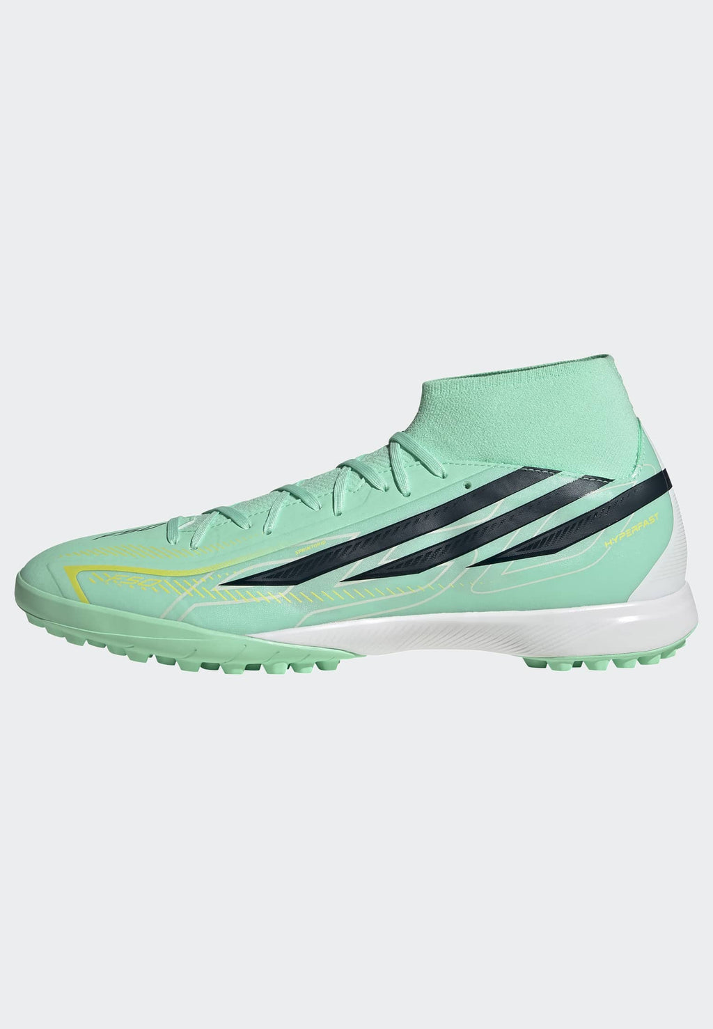 adidas F50 Hyperfast League Mid Turf Soccer Shoes - Pulse Mint/Night Navy/Solar Lemon