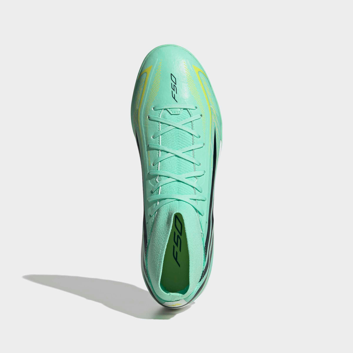 adidas F50 Hyperfast League Mid Turf Soccer Shoes - Pulse Mint/Night Navy/Solar Lemon
