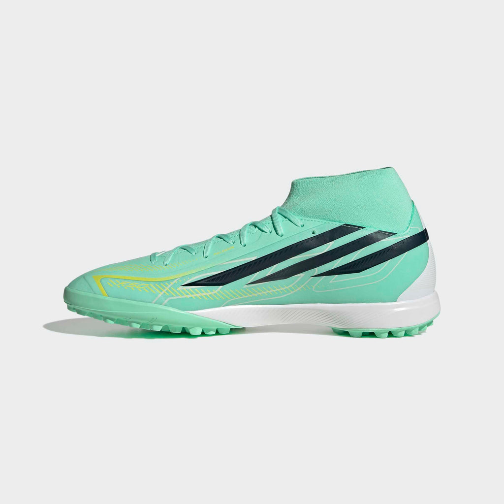 adidas F50 Hyperfast League Mid Turf Soccer Shoes - Pulse Mint/Night Navy/Solar Lemon