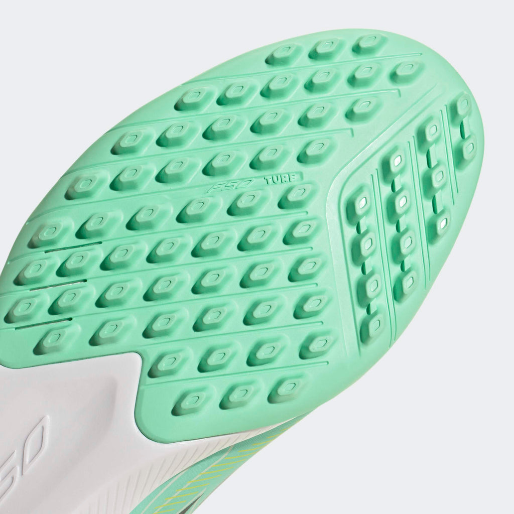 adidas F50 Hyperfast League Mid Turf Soccer Shoes - Pulse Mint/Night Navy/Solar Lemon