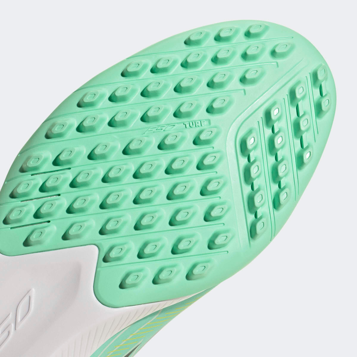 adidas F50 Hyperfast League Mid Turf Soccer Shoes - Pulse Mint/Night Navy/Solar Lemon