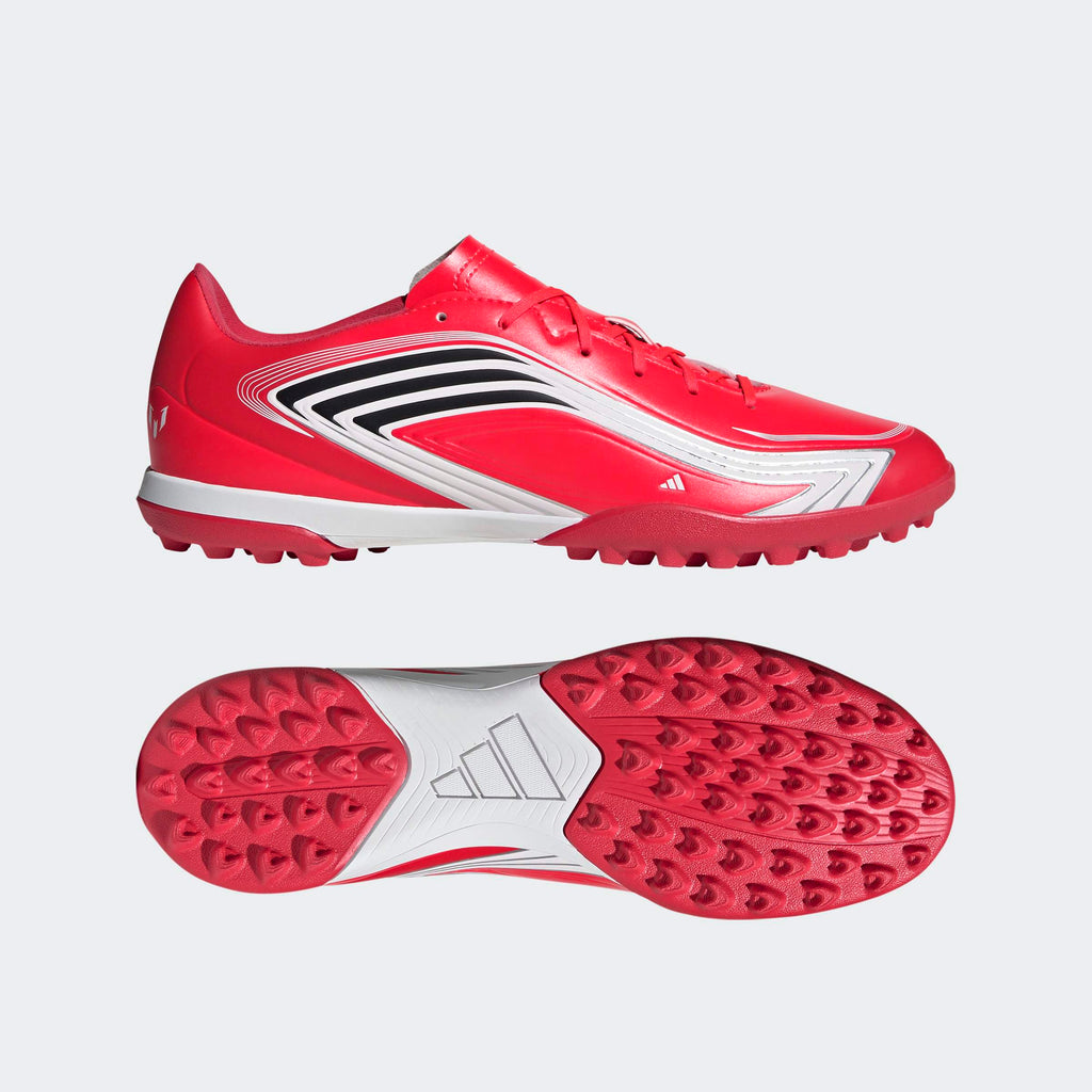 adidas F50 Messi Club Turf Soccer Shoes in Lucid Red, Core Black and Pure Ruby