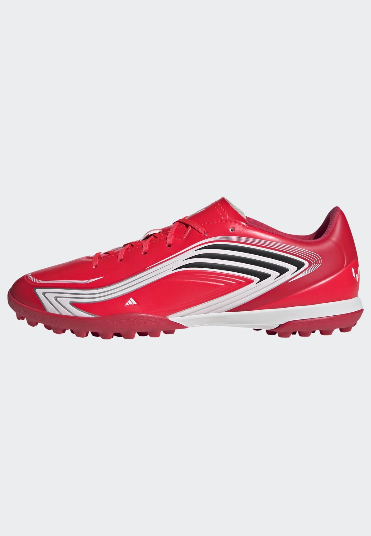 adidas F50 Messi Club Turf Soccer Shoes in Lucid Red, Core Black and Pure Ruby