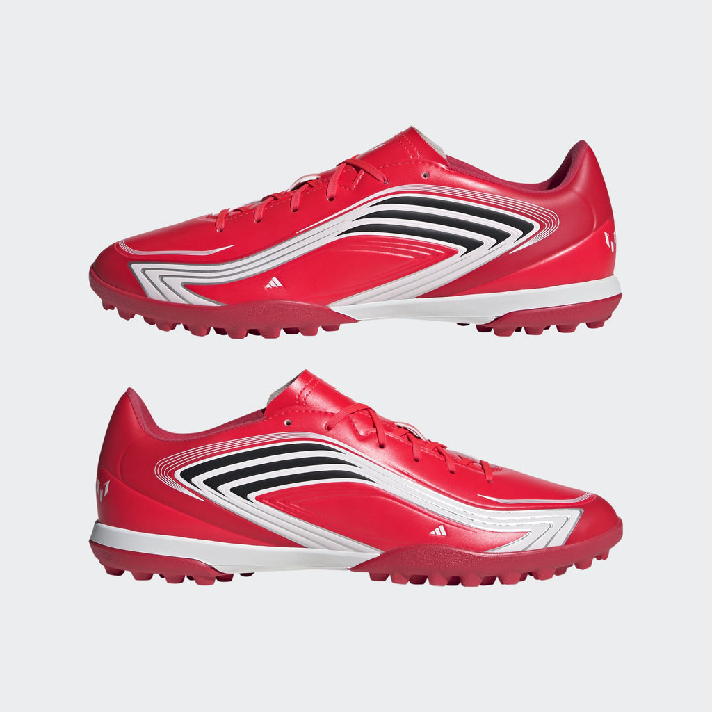 adidas F50 Messi Club Turf Soccer Shoes in Lucid Red, Core Black and Pure Ruby