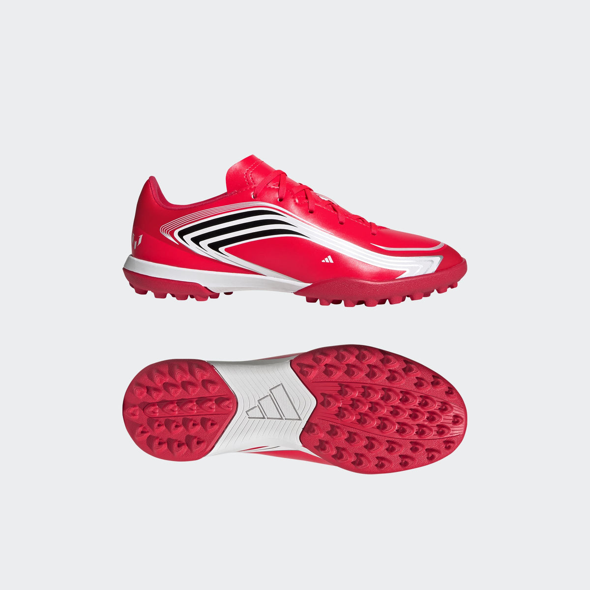 adidas F50 Messi Club Turf Kids Soccer Shoes - Lucid Red/Core Black/Pure Ruby