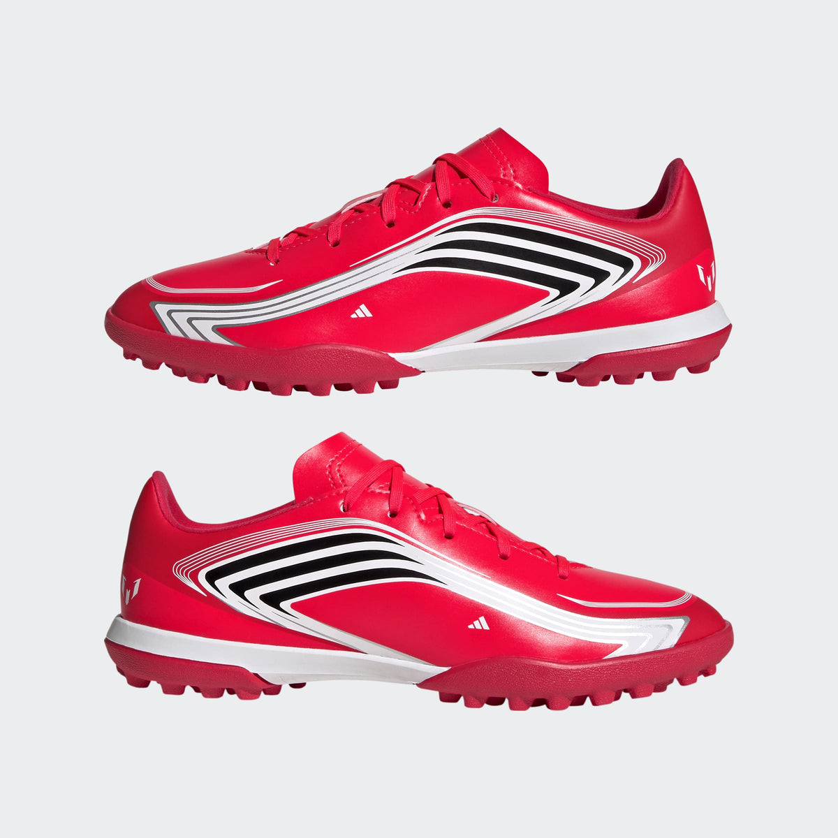 adidas F50 Messi Club Turf Kids Soccer Shoes - Lucid Red/Core Black/Pure Ruby