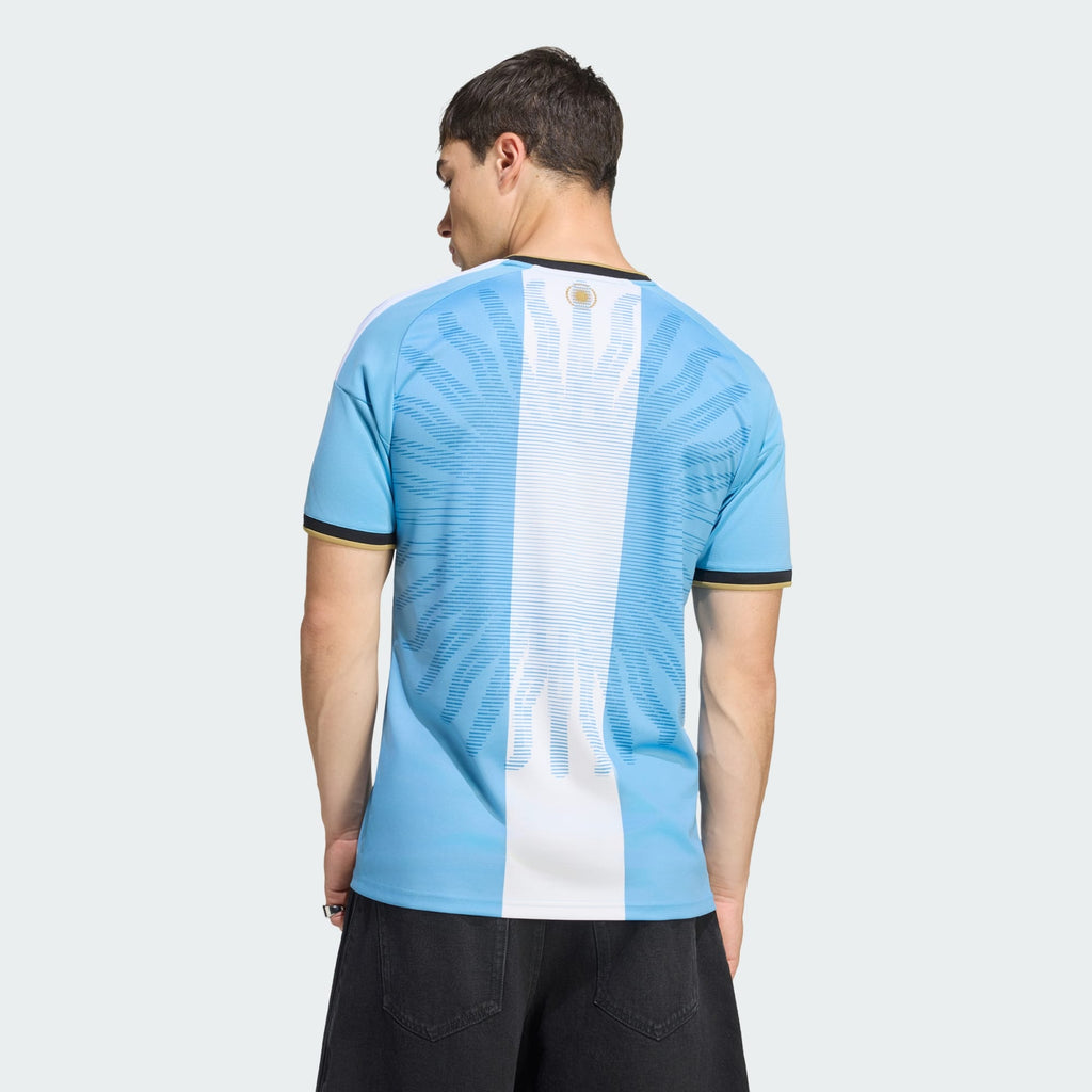adidas Argentina Messi 26 men's jersey in light blue, model back view