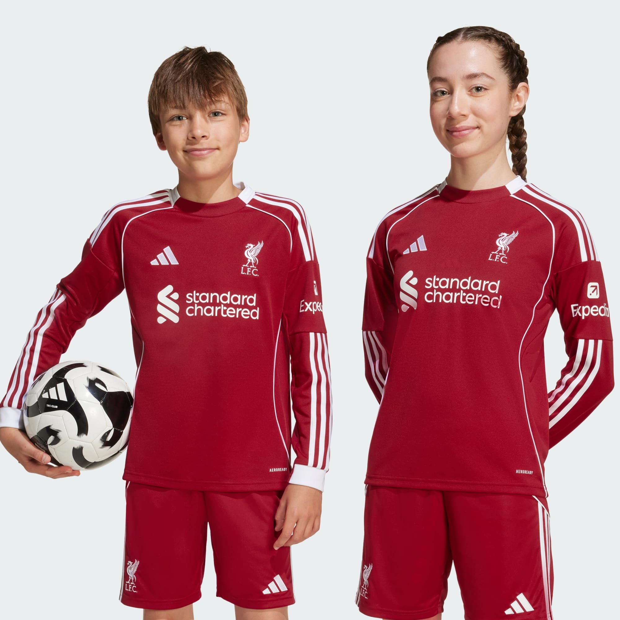 adidas Liverpool FC 25/26 Long Sleeve Home Jersey Kids