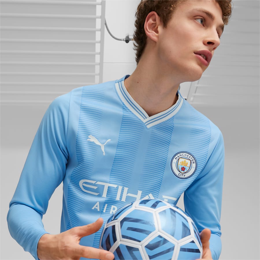 Puma Men's Manchester City 2023/24 Authentic Home Jersey Light Blue/White, L