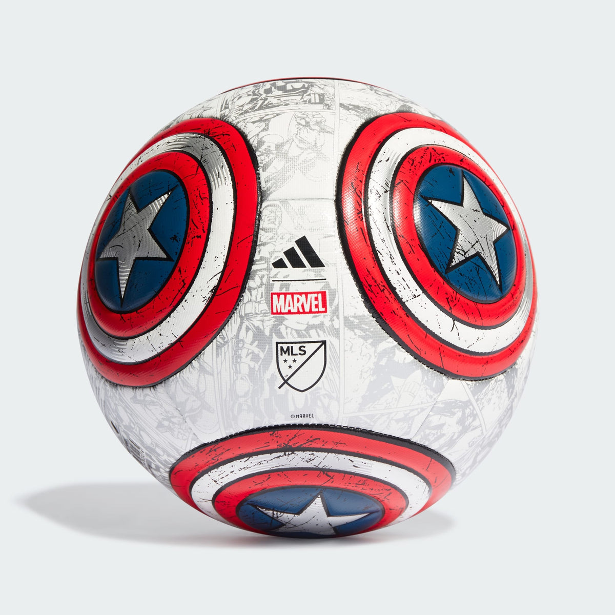 adidas MARVEL MLS CAPTAIN AMERICA TRAINING SOCCER BALL - IP7119-ADIDAS by adidas | Available at Niky&#39;s Sports