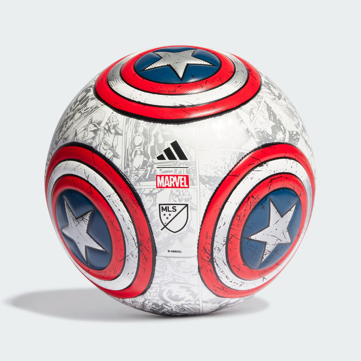 adidas MARVEL MLS CAPTAIN AMERICA TRAINING SOCCER BALL - IP7119-ADIDAS by adidas | Available at Niky's Sports
